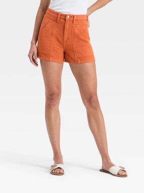 Universal Thread Size 0 Womens Utility Denim Shorts High Rise Orange
